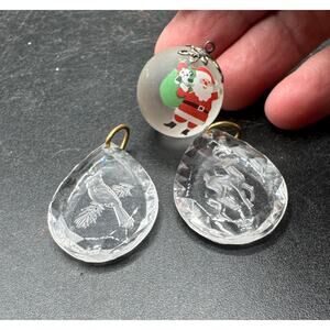 Hallmark Happy Santa 1988 acrylic cardinal and deer mini ornaments No Boxes -S1M